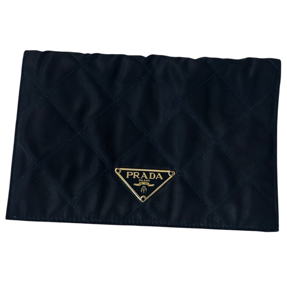Prada Black Quilted Nylon Wallet Envelope‎ Clutch